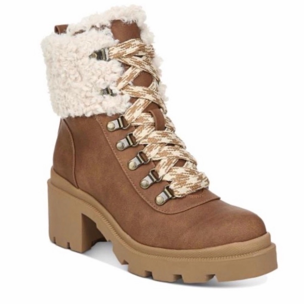 160- Circus by Sam Edelman Sambert Sherpa Lace-Up Ankle Boots NWOB Size 7